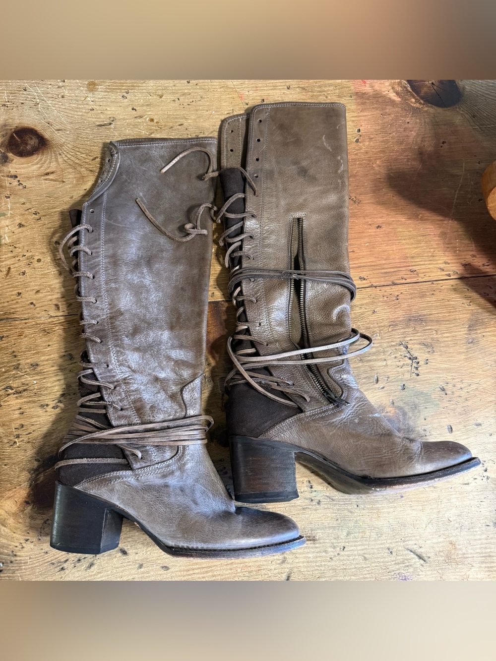 Freebird by Steven COAL Knee- High Leather Boots Brown